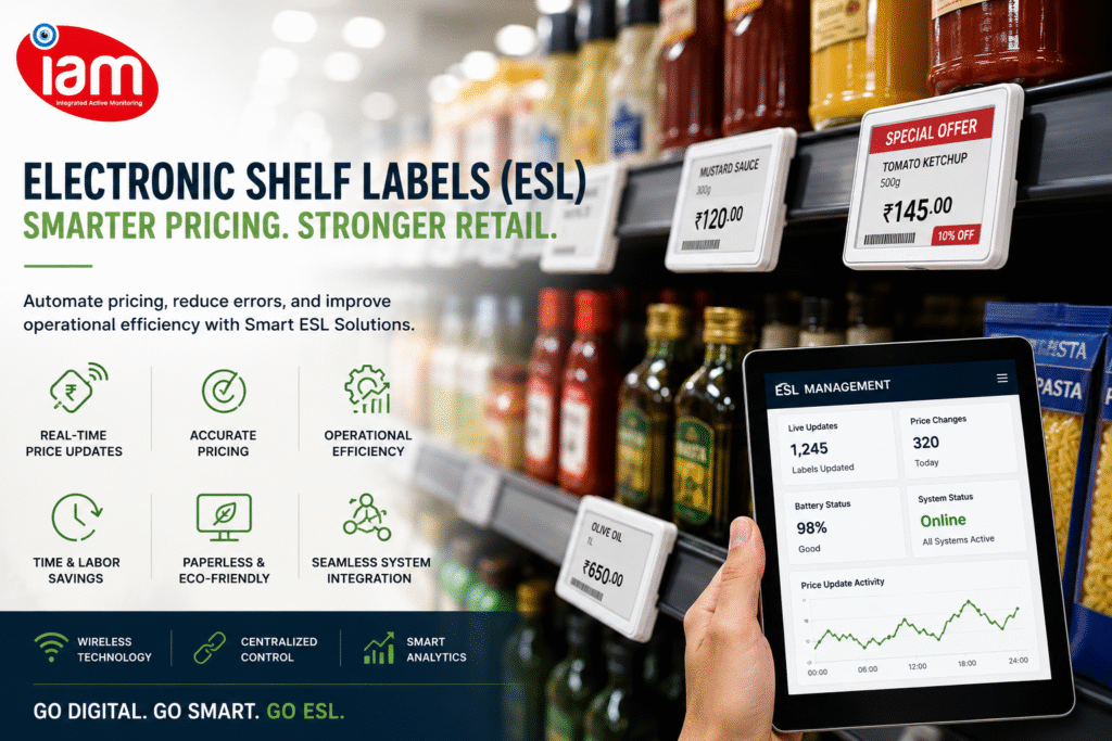 Integrated Monitoring System's advanced electronic shelf label being used in the store.