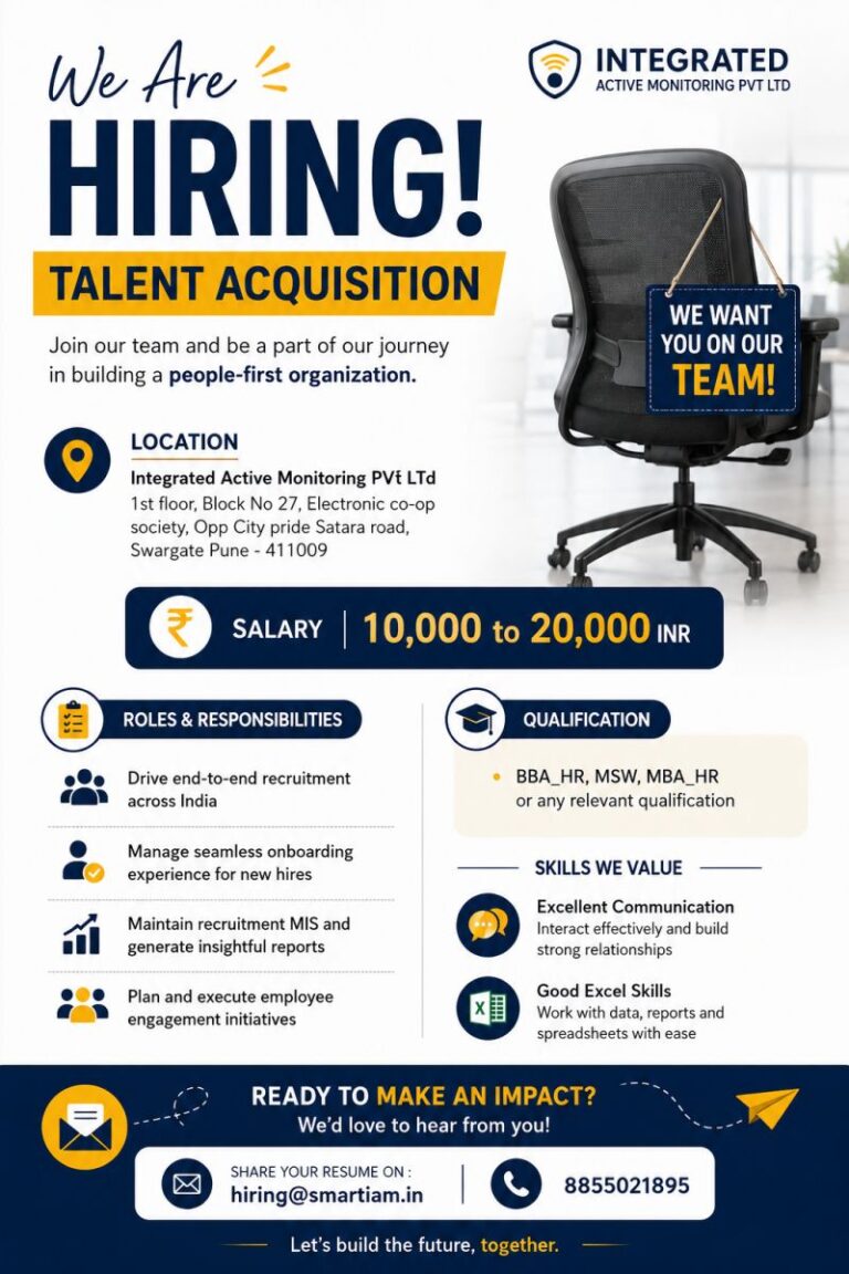 Talent Acquisition at Integrated active monitoring smart Iam