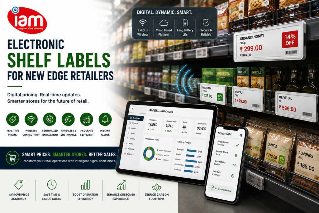 Electronic shelf labels by Integrated active monitoring Smart Iam 